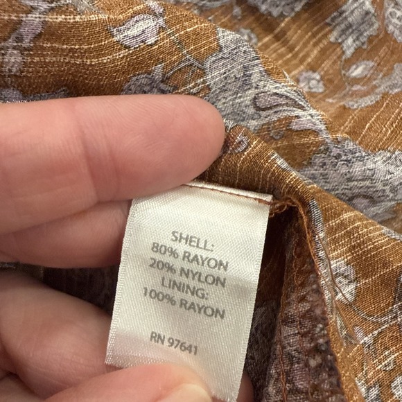 J. Jill XL Brown Purple Paisley Maxi Dress Button Front Ruffle Cotton - Picture 9 of 9